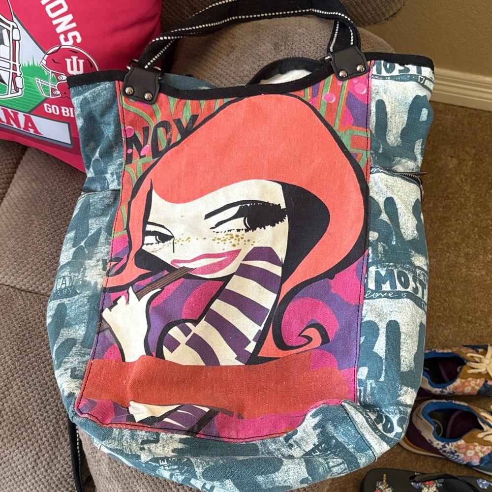 Custo Barcelona Artistic Tote with Red and Blue